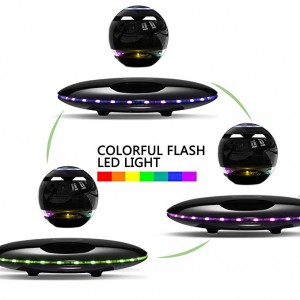 Magnetic Levitating Speaker Bluetooth 4.0 LED Flash Wireless Floating Speakers with Microphone and Touch Buttons (Black) 